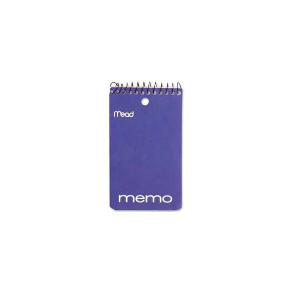 Mead Products Mead Coil Memo Notebook, 3" x 5", College Ruled, Top Wirebound, White, 60 Sheets/Pad 45354 - main